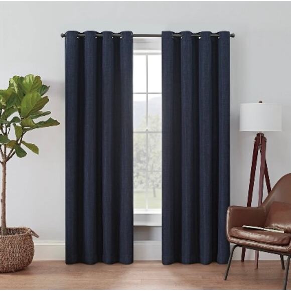 NWT Eclipse Navy Blackout Rowland 1 Piece Curtain Panel - 52x54 - Picture 1 of 3